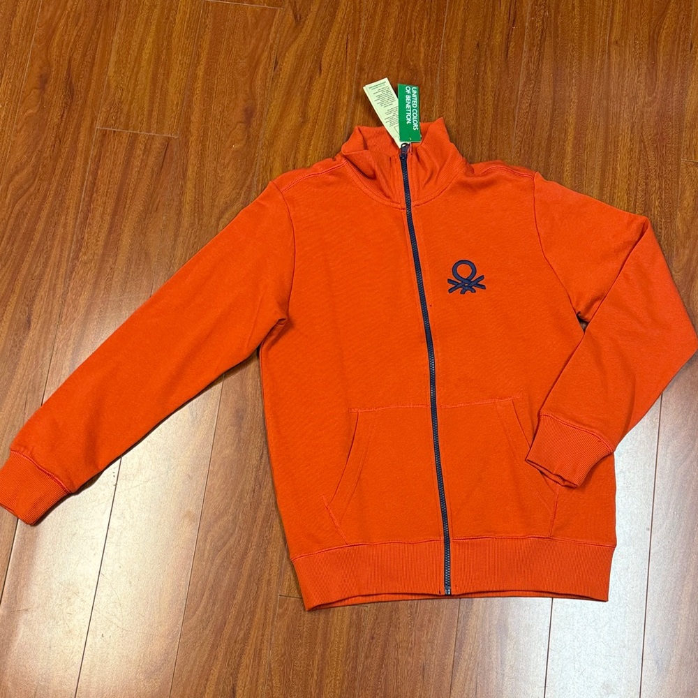 United Colors Of Benetton Kids Orange Full-Zip Jacket with Logo